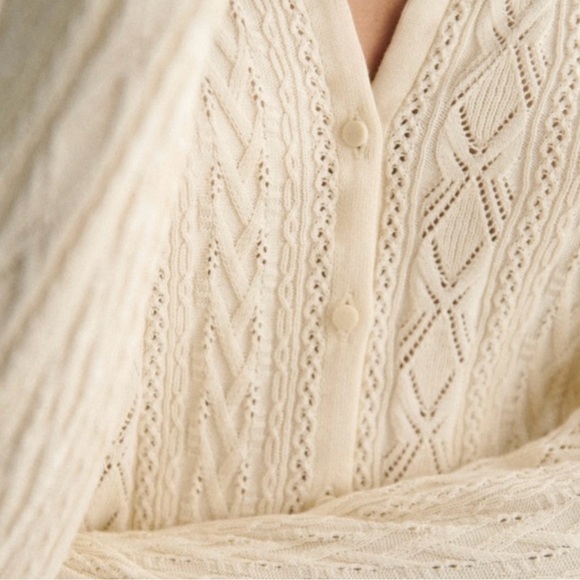 Sezane Cream Cable Knit Sweater - Picture 3 of 7